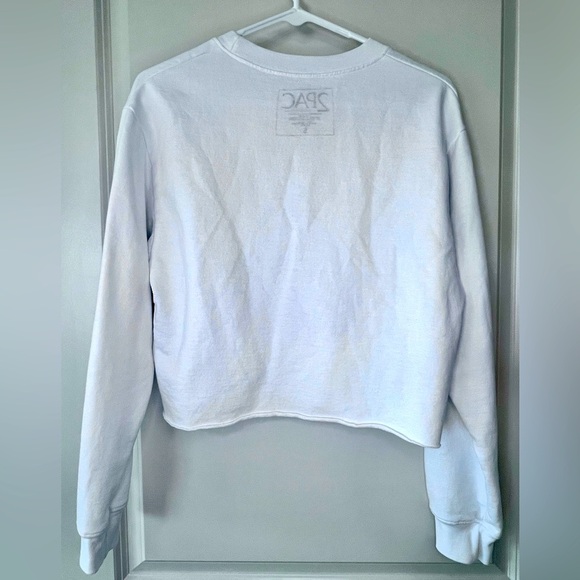 White Tupac Graphic Cropped Sweatshirt - Picture 4 of 4